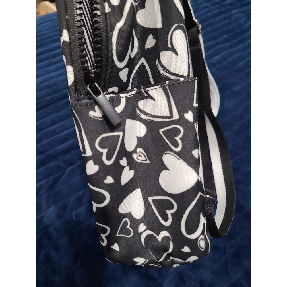 Brighton Endless Love Small  Backpack Heart Print Black/White Zipper /Pockets BG